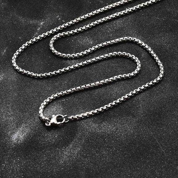 Resistant 304 Stainless Steel Box Chain Necklaces Stainless Steel Color 23.62 inch(60cm)