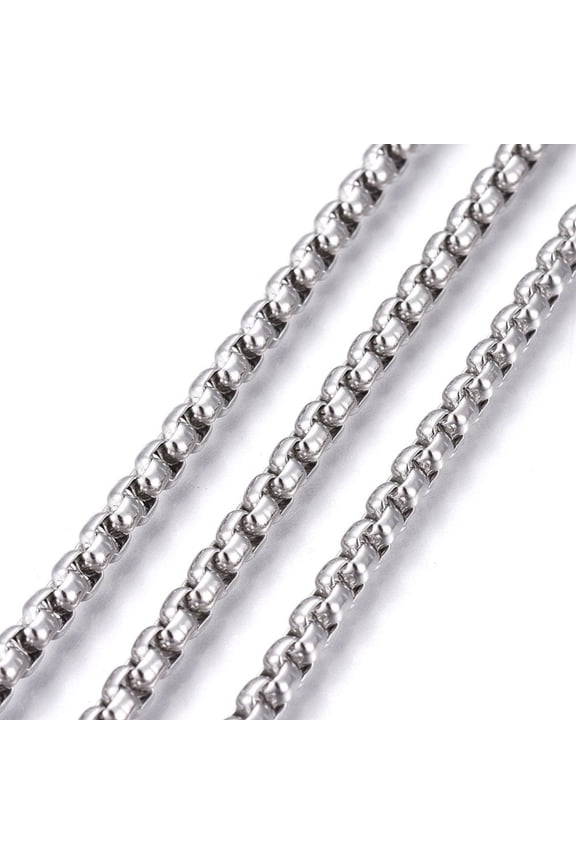 Resistant 304 Stainless Steel Box Chains Unwelded Stainless Steel Color 4.5mm Link: 4.5x4x2.5mm