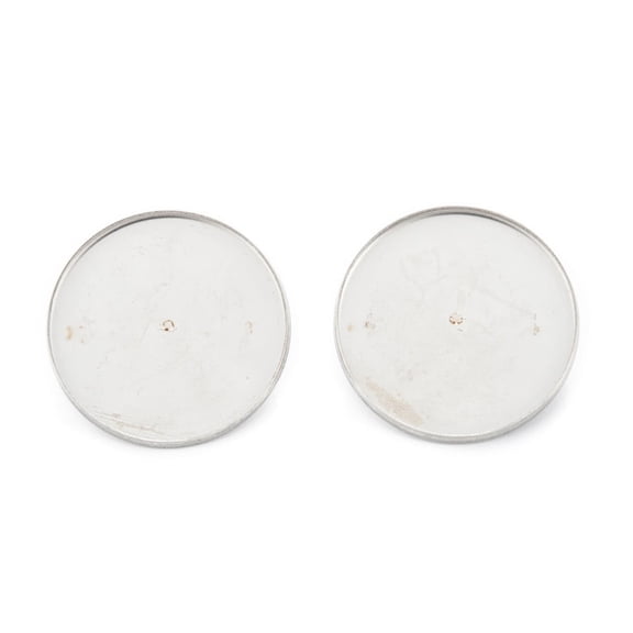 Resistant 304 Stainless Steel Brooch Cabochon Settings Flat Round Stainless Steel Color 26.5x6.5mm Inner Diameter: 25mm Pin: 0.6mm