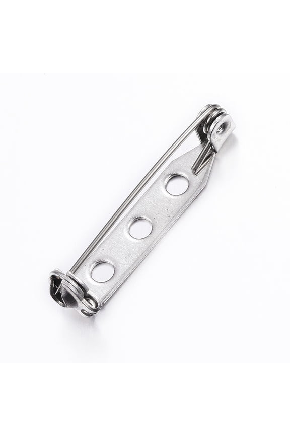 Resistant 304 Stainless Steel Brooch Findings Sets Back Bar Pins with Hole Stainless Steel Color 26.5x4.5x6mm Pin: 0.5mm DIY