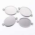 thumbnail image 1 of Tarnish Resistant 304 Stainless Steel Cabochon Connector Settings Plain Edge Bezel Cups Oval Stainless Steel Color Tray: 18.5x13.5mm 24.5x14x1.5mm Hole: 2mm DIY, 1 of 2
