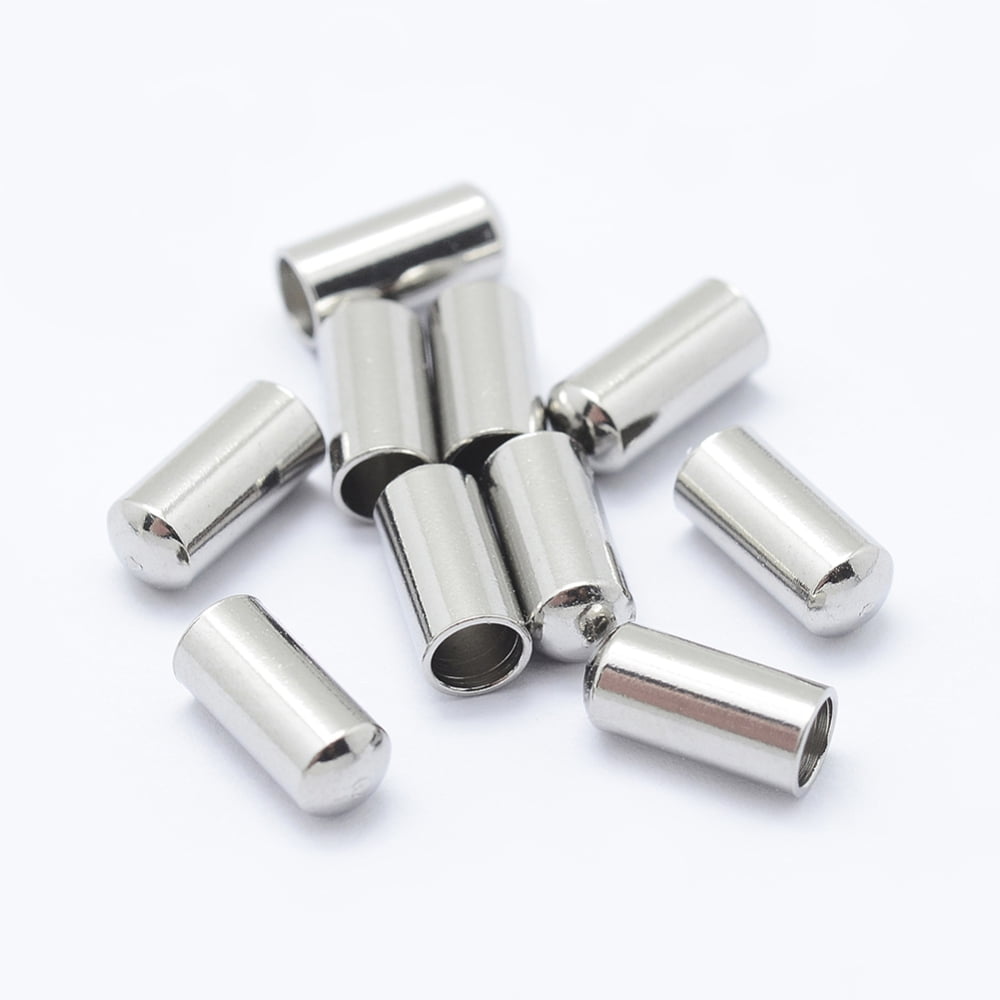 Tarnish Resistant 304 Stainless Steel Cord End Caps Column Stainless Steel color 8x3.5mm Inner Diameter: 3mm
