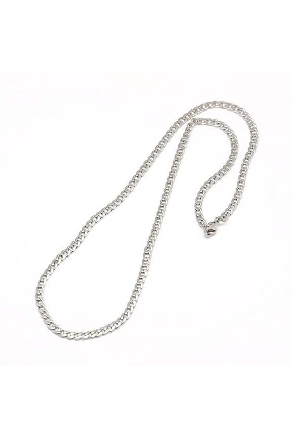 Tarnish Resistant 304 Stainless Steel Curb Chain/Twisted Chain Necklace Making with Lobster Claw Clasps Stainless Steel Color 17 inch~18 inch(43.2cm~45.7cm) 4mm