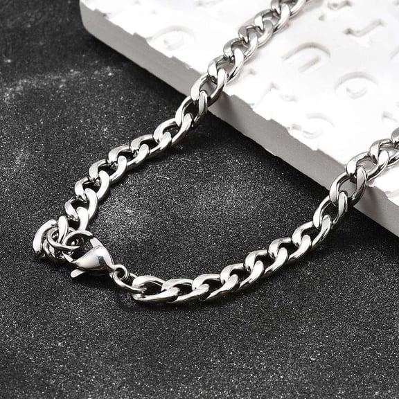 Resistant 304 Stainless Steel Curb Chain/Twisted Chain Necklace Making with Lobster Claw Clasps Stainless Steel Color 19 inch~20 inch(48.3~50.8cm) 5.5mm