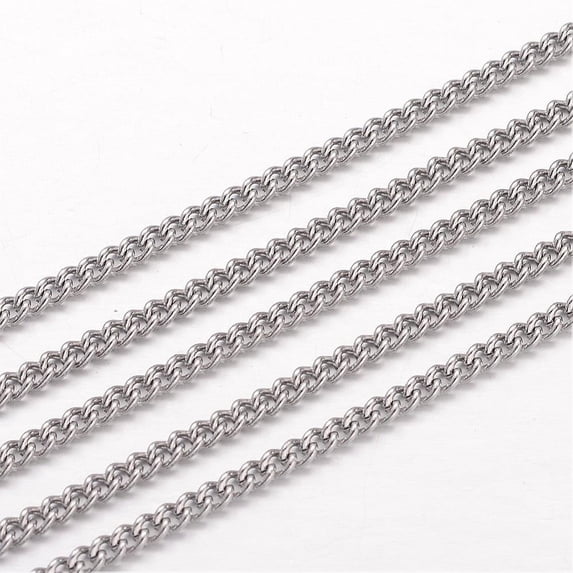 Tarnish Resistant 304 Stainless Steel Curb Chains Twisted Chains Unwelded Stainless Steel color 3x2x0.6mm