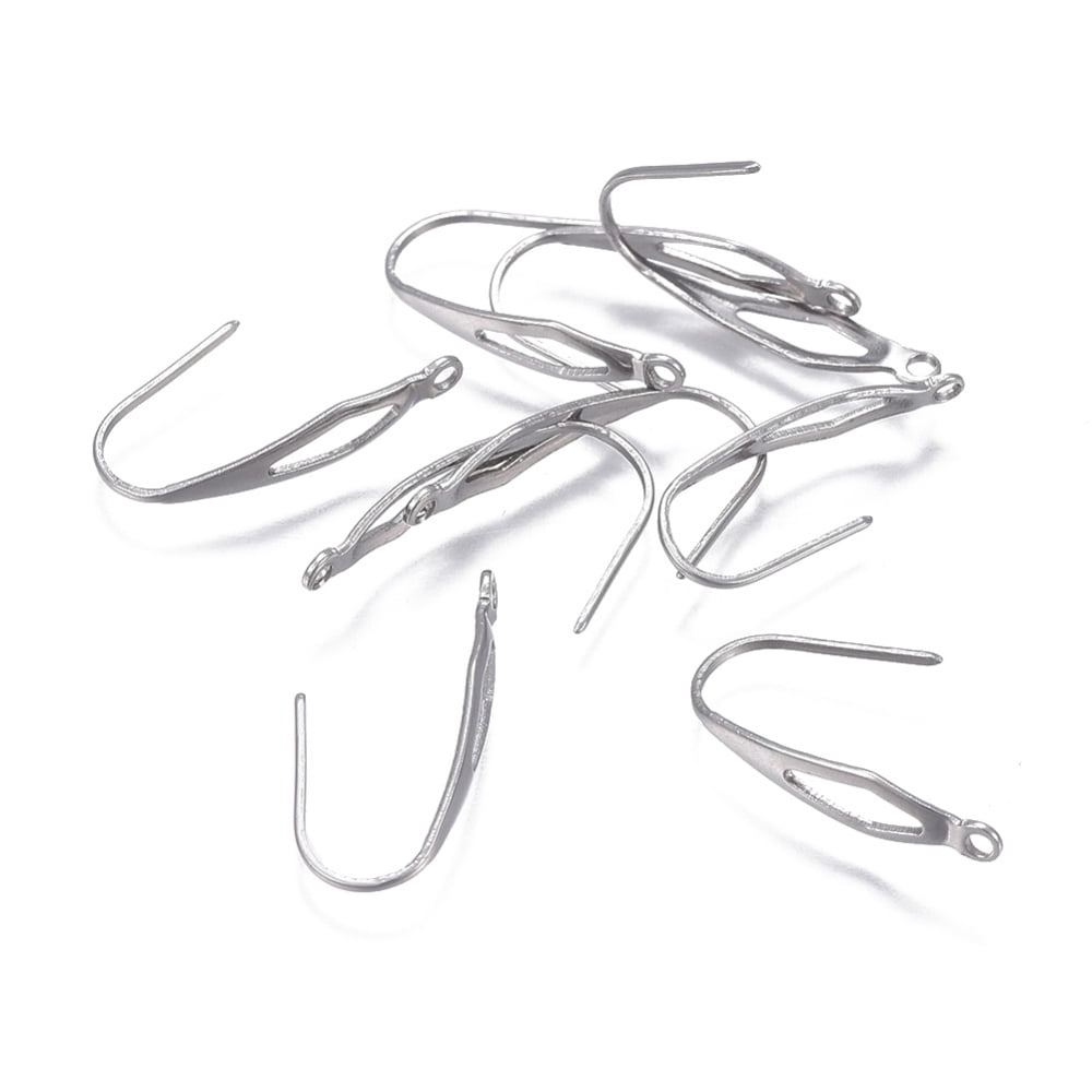 Tarnish Resistant 304 Stainless Steel Earring Hooks with Vertical Loop Stainless Steel color 20.5x4.5mm Hole: 1.2mm 22 Gauge Pin: 0.6mm