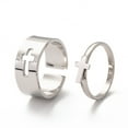 thumbnail image 1 of Tarnish Resistant 304 Stainless Steel Finger Rings sets Wide Band Cuff Rings and Finger Rings Couple Rings for Valentine's Day Cross Stainless Steel color Size 6 3/4(17.1mm) Size 8(18.1mm) 2pcs/set, 1 of 3