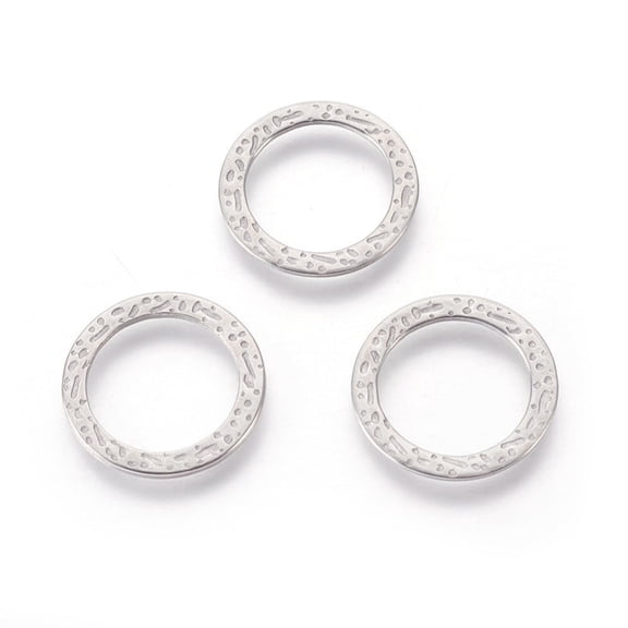 Tarnish Resistant 304 Stainless Steel Linking Rings Ring Bumpy Stainless Steel color 15x0.8mm Inner Diameter: 11mm 304 Stainless Steel