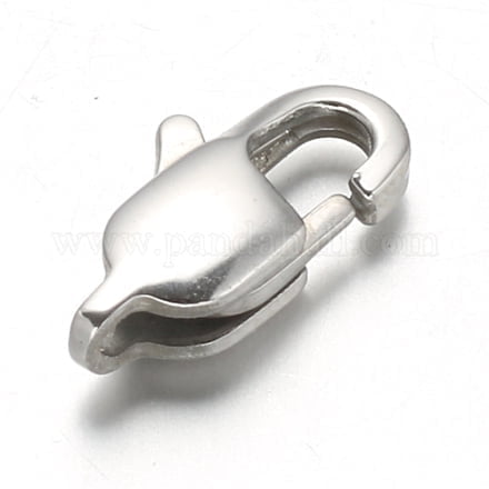 Resistant 304 Stainless Steel Lobster Claw Clasps 13x7x3.5mm Hole: 1mm Stainless Steel Color