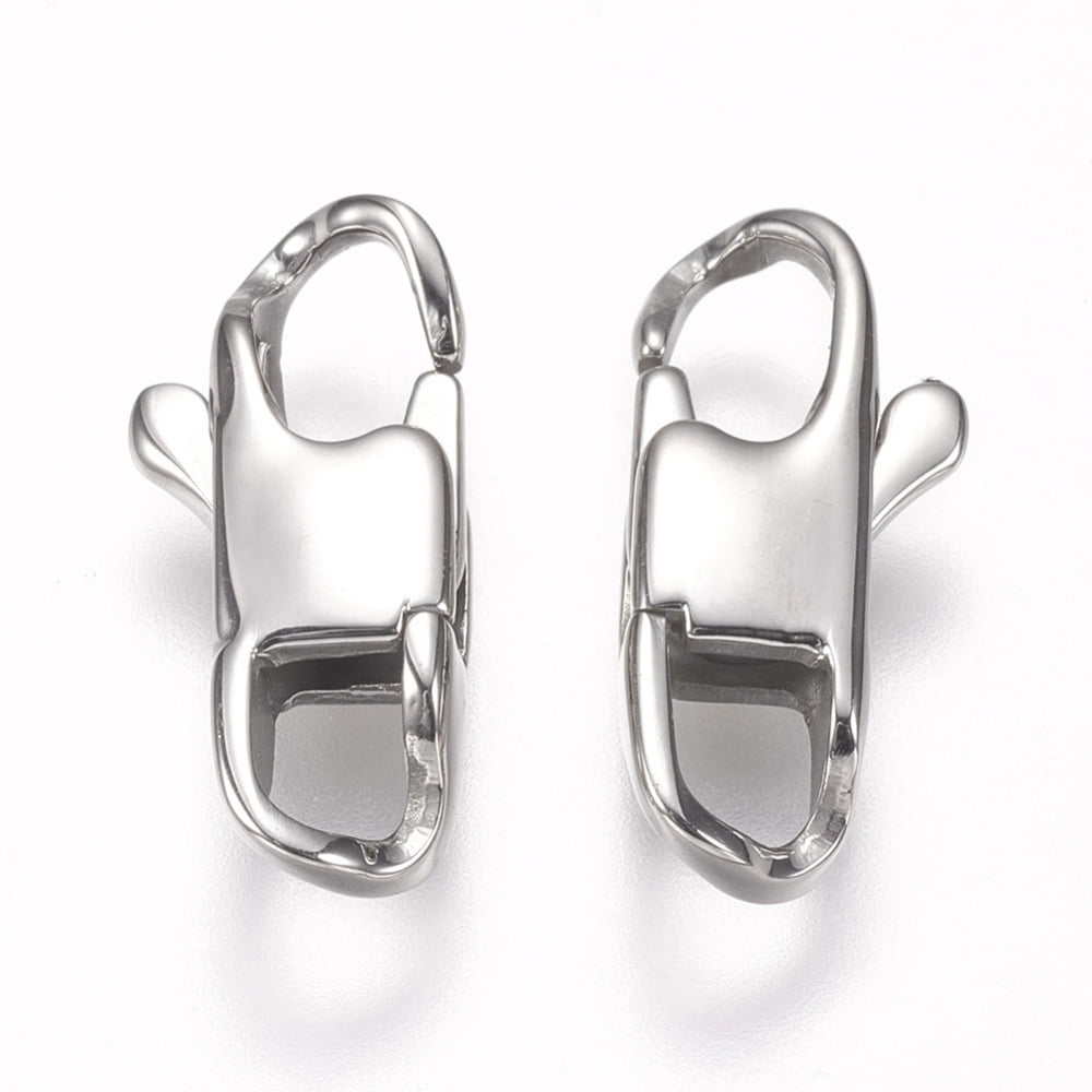 Tarnish Resistant 304 Stainless Steel Lobster Claw Clasps Stainless Steel color 16x7x3.5mm Hole: 3x4mm 304 Stainless Steel
