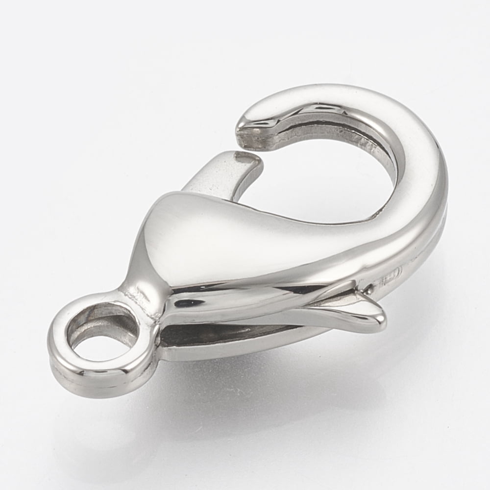 Tarnish Resistant 304 Stainless Steel Lobster Claw Clasps teardrop Stainless Steel Color 12x7x3.5mm Hole: 1.4mm