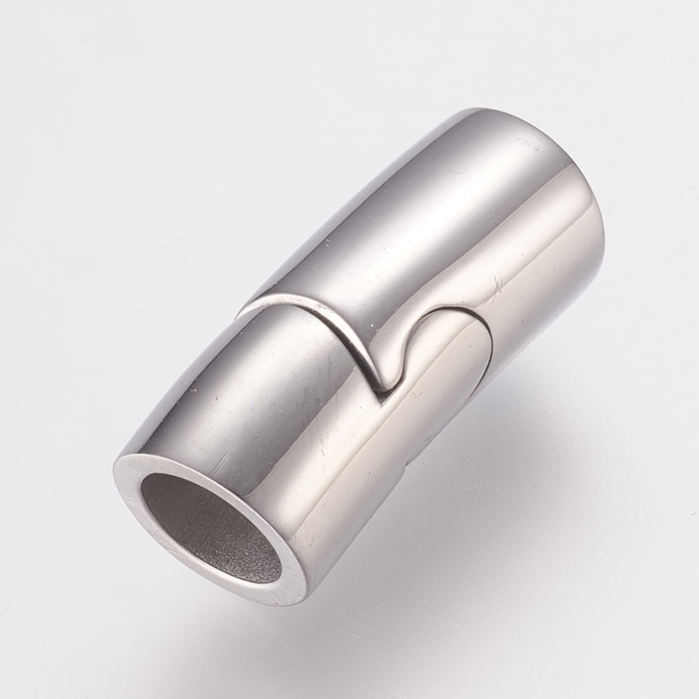 Tarnish Resistant 304 Stainless Steel Magnetic Clasps with Glue-in Ends Stainless Steel Color 22mm Hole: 6mm