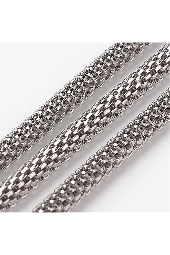 Tarnish Resistant 304 Stainless Steel Mesh Chains Soldered Stainless Steel Color 3mm