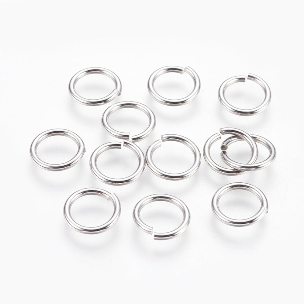 Tarnish Resistant 304 Stainless Steel Open Jump Rings Stainless Steel Color 11x1.3mm Inner Diameter: 8mm 700pcs/bag