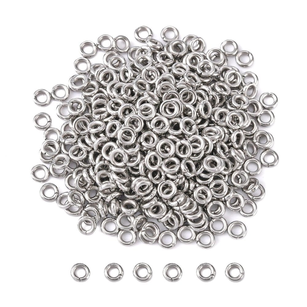 Resistant 304 Stainless Steel Open Jump Rings Stainless Steel Color 18 Gauge 4x1mm Inner Diameter: 2mm