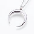 thumbnail image 1 of Resistant 304 Stainless Steel Pendant Necklaces Double Horn/Crescent Moon Stainless Steel Color 17.99 inch(45.7cm) 1.5mm, 1 of 3