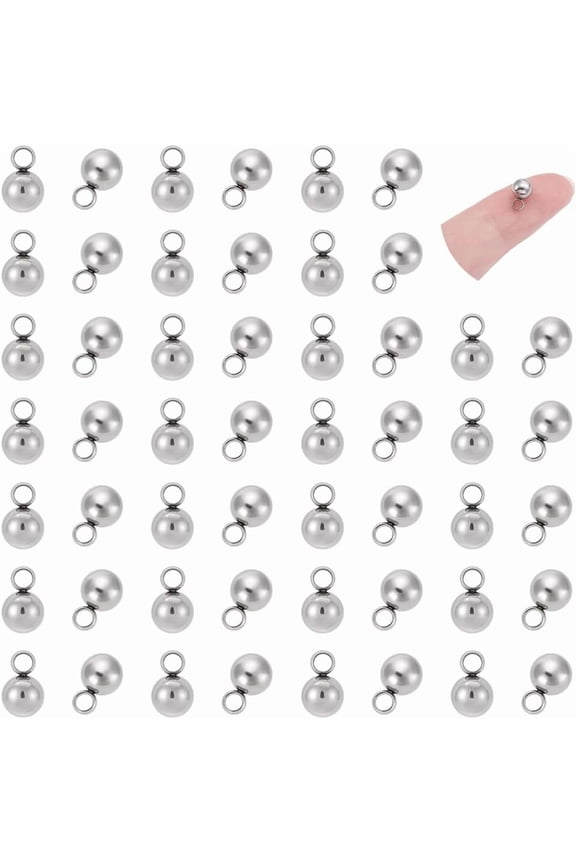 Tarnish Resistant 304 Stainless Steel Pendants Round Stainless Steel color 7.5x5mm Hole: 1.8mm