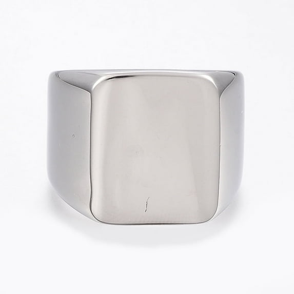 Tarnish Resistant 304 Stainless Steel Signet Band Rings for Men Wide Band Finger Rings Rectangle Stainless Steel color 17~22mm