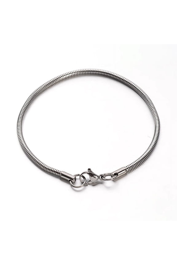 Resistant 304 Stainless Steel Snake Chains Bracelets with Lobster Claw Clasps Stainless Steel Color 7-1/2 inch~7-5/8 inch(190~195mm) 2.5mm Material 304 Stainless Steel
