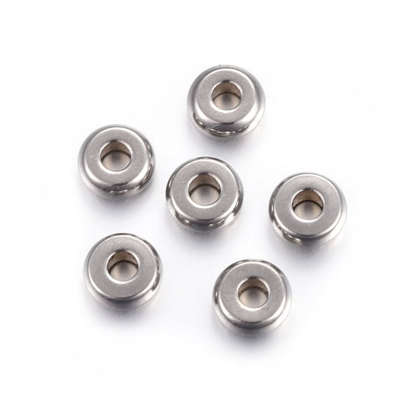 Resistant 304 Stainless Steel Spacer Beads Flat Round Stainless Steel Color 5x2mm Hole: 1.5mm 200pc