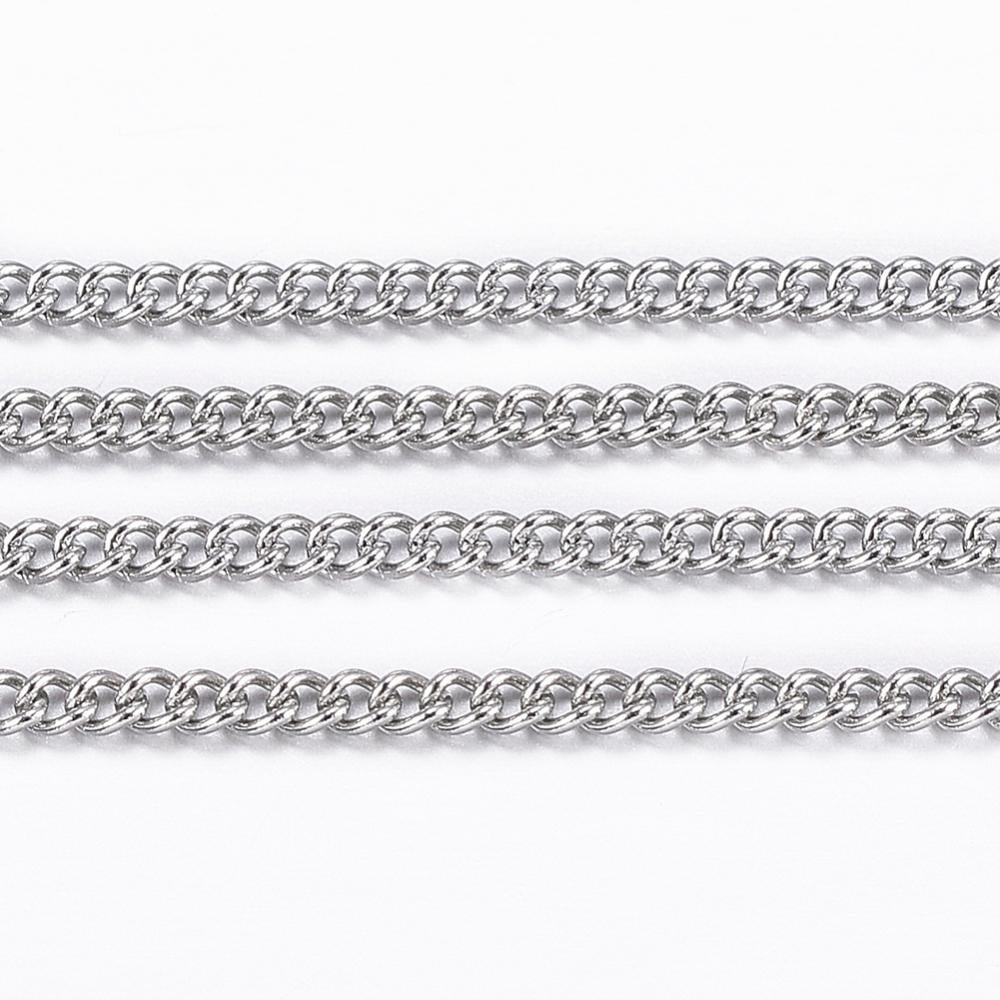 Tarnish Resistant 304 Stainless Steel Twisted Chains Curb Chains Soldered with Spool Stainless Steel Color 1.2x1.1x0.3mm about 32.8 Feet(10m)/roll