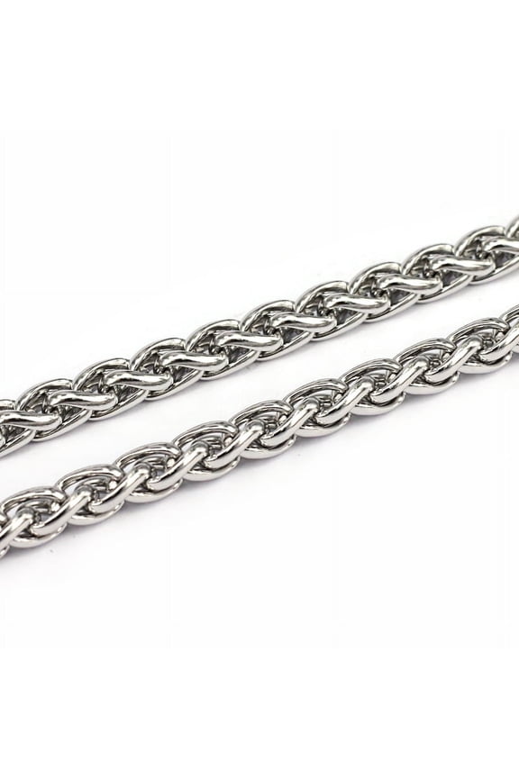 Resistant 304 Stainless Steel Wheat Chains Foxtail Chain Unwelded Stainless Steel Color 9x6x1.5mm