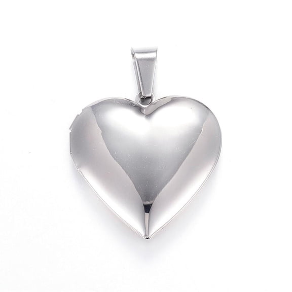 Resistant 316 Stainless Steel Locket Pendants Heart Stainless Steel Color 29x29x7mm Hole: 9x5mm Inner: 21x20mm