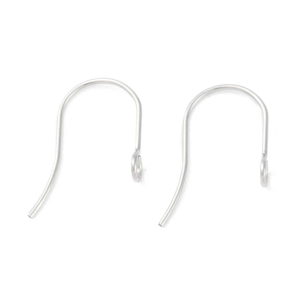 Resistant 316 Surgical Stainless Steel Earring Hooks Ear Wire with Loops Stainless Steel Color 18x15mm Hole: 2mm 21 Gauge Pin: 0.7mm