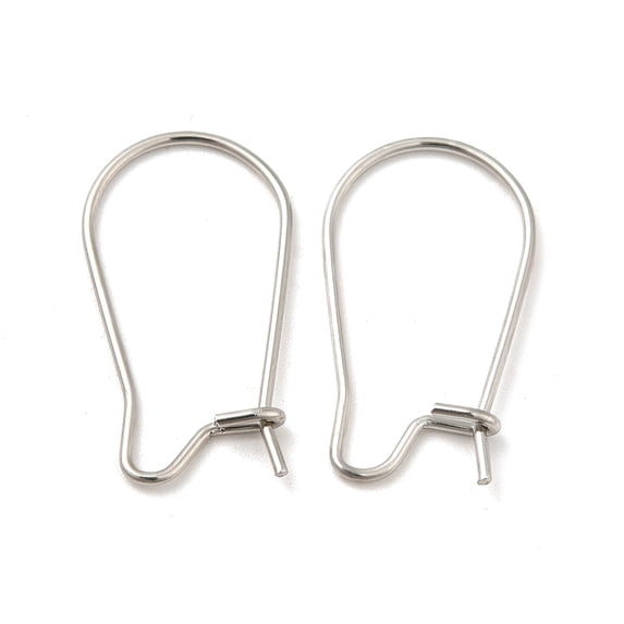 Tarnish Resistant 316 Surgical Stainless Steel Hoop Earrings Findings Kidney Ear Wires Stainless Steel color 21 Gauge 20x11mm Pin: 0.7mm 316 Surgical Stainless Steel