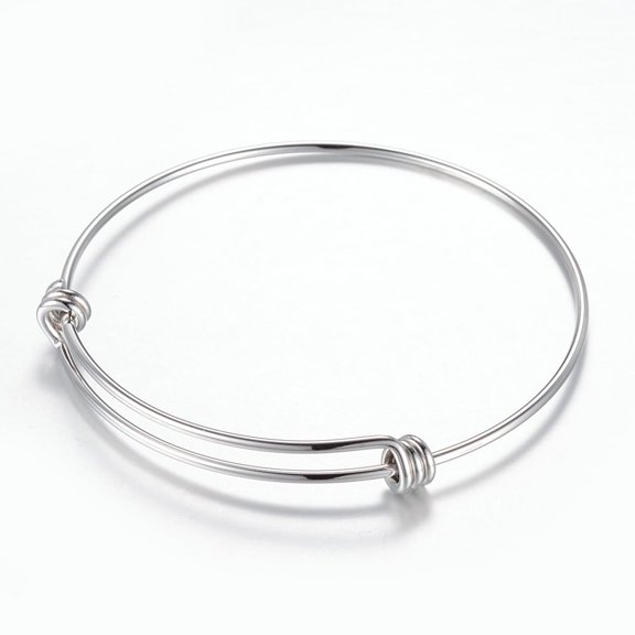 Tarnish Resistant Adjustable 304 Stainless Steel Expandable Bangle Making Stainless Steel color 2-1/4 inch~2-1/2 inch(56~63mm) 1.5mm
