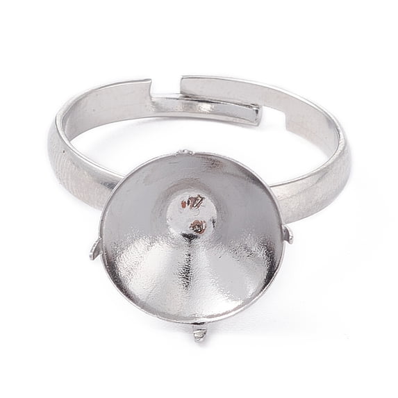 Tarnish Resistant Adjustable 304 Stainless Steel Finger Rings Components Diamond Stainless Steel color Size 8 1/2(18.5mm) 3~13.5mm Fit For 12mm Rhinestone