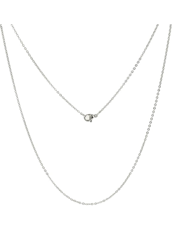 Tarnish Resistant Classic Plain 304 Stainless Steel Mens Womens Cable Chains Necklaces with Lobster Clasps Stainless Steel color 20 inch(50.8cm) Link: 2x1.5x0.4mm 304 Stainless Steel