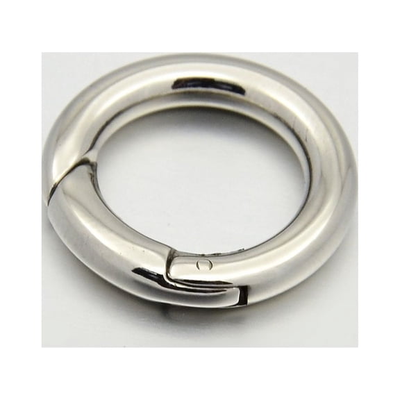 Tarnish Resistant Ring Smooth 304 Stainless Steel Spring Gate Rings O Rings Snap Clasps Stainless Steel Color 9 Gauge 17x3mm