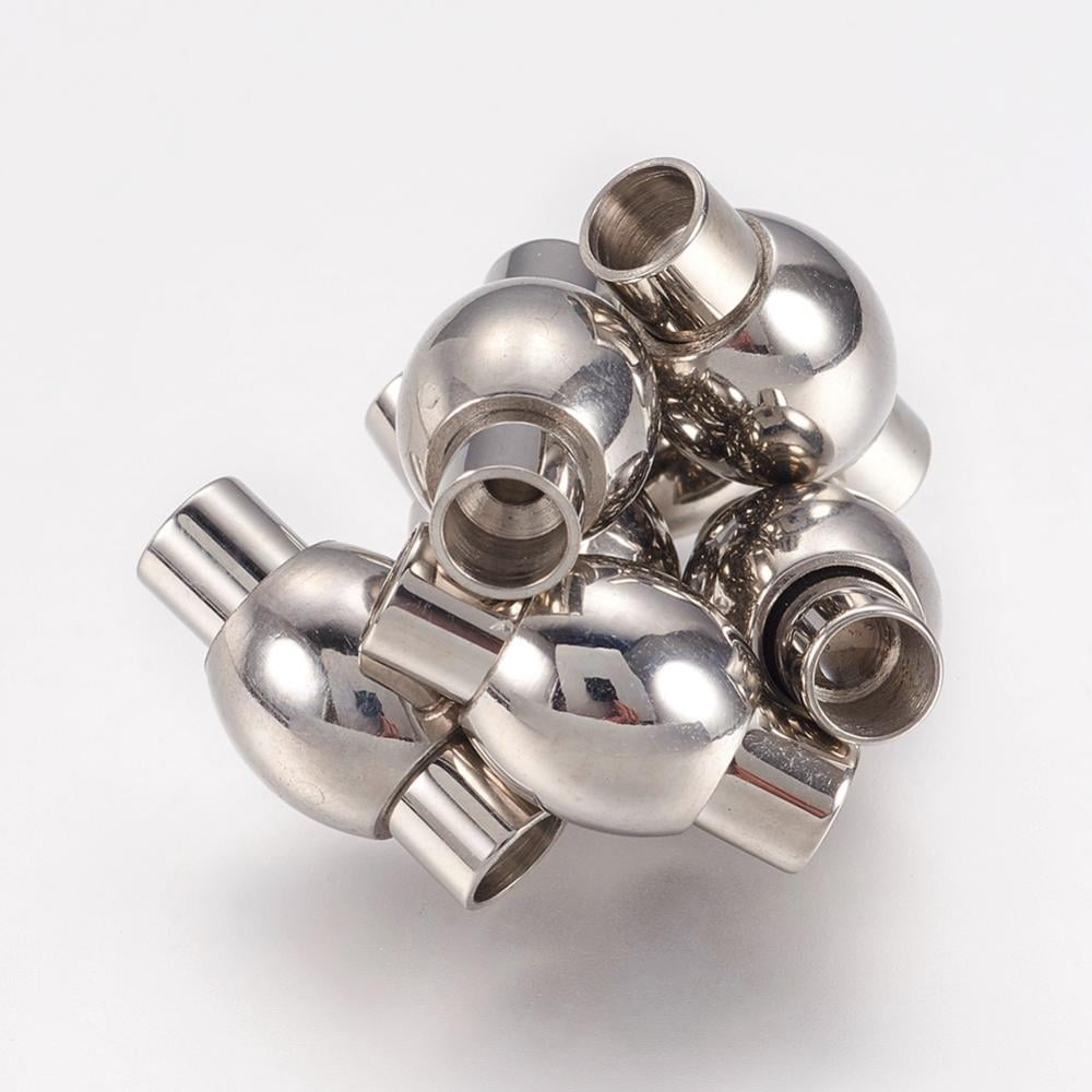 Tarnish Resistant Smooth 304 Stainless Steel Magnetic Clasps with Glue-in Ends Oval Size: 9mm wide 17mm long hole: 4mm