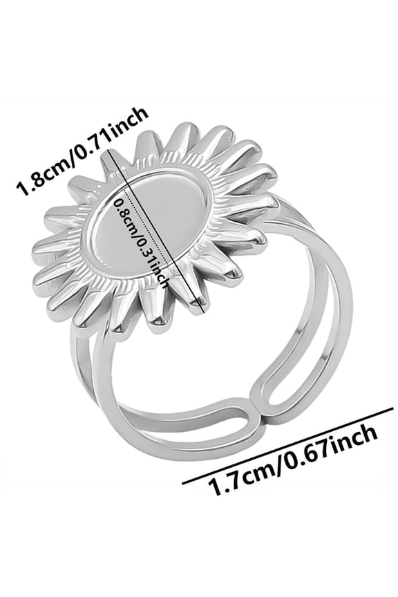 Resistant Stainless Steel Cuff Ring Findings Bezel Cup Ring Settings with Round Tray Stainless Steel Color Flower Sun: 18mm Inner Diameter: 17mm Tary: 8mm