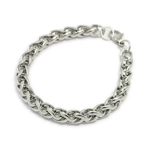 Tarnish Resistant Trendy 304 Stainless Steel Wheat Chain Bracelets with Lobster Claw Clasps Stainless Steel Color 7-7/8 inch(200mm) 8mm