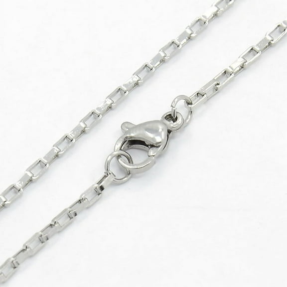 Tarnish Resistant Unisex 304 Stainless Steel box Chain Necklaces with Lobster Claw Clasps Stainless Steel color 17.7 inch(45cm)