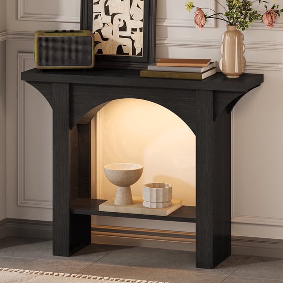 Tarnorci 39" Console Tables with Tape Lights for Entryway Hallway, Living Room,black