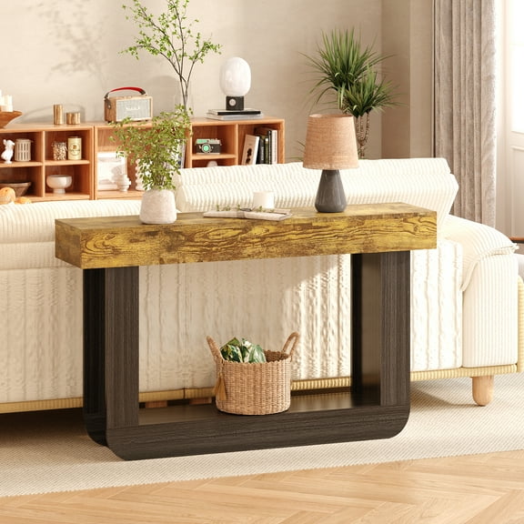Tarnorci Console Table Farmhouse 2-Tier Entryway Table W/ U-Shaped Base Narrow Sofa Table