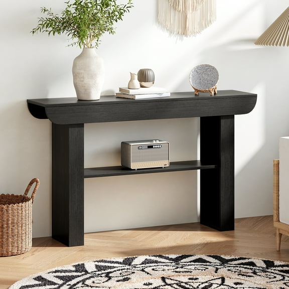 Tarnorci Farmhouse Console Table,3-Tier Rustic Entryway Table with Storage,Rectangular Sofa Table Behind The Couch for Living Room, Hallway, Entrance