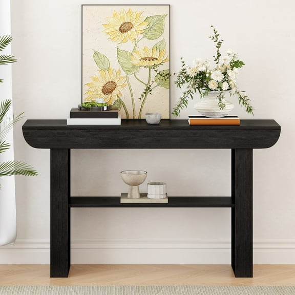 Tarnorci  Farmhouse Console Table for Entryway, 54-Inch Long Sofa Table Behind Couch for Hallway, Living Room, Entrance, Black