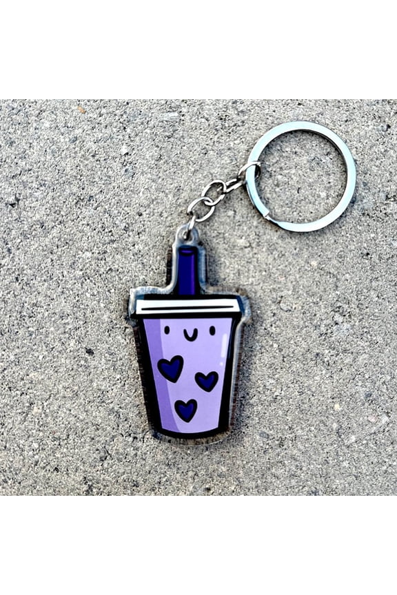 Taro Bubble Tea Keychain | Cute Acrylic Keychain | taro boba tea keychain | purple bubble tea keychain | cute tea keychain | kawaii drinks