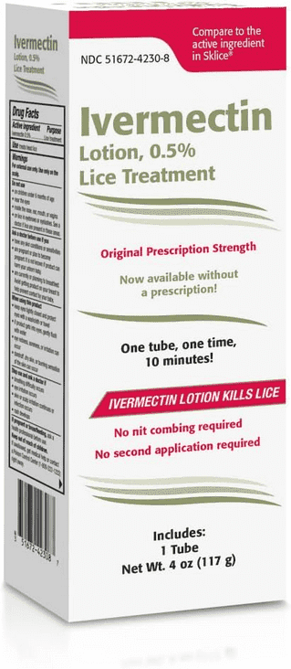 Ivermectin Lotion 0.5% Lice Treatment (4 fl oz) Fast-Acting 10-Minute Single Use, Prescription Strength Solution for Head Lice & Eggs, No Nit Combing Required, Adults & Kids 6 Months+