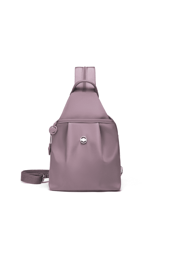 Taro Pink Nylon Shoulder Backpack, Multi-use Front Chest Bag, Dual Shoulder Wear Backpack for Women, Crossbody Bag, Lightweight 0.84 lbs / 0.38 kg, Stylish Water-Resistant Everyday Travel Sling Pack