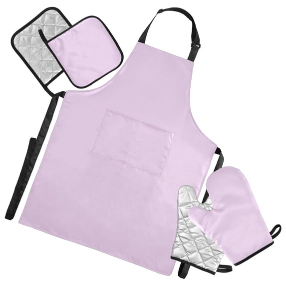 Taro Purple 5 Pcs Kitchen Set Heat Resistant Oven Mitts and Non-Slip Pot Holders with Adjustable Cooking Apron