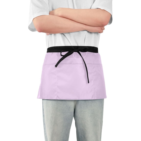 Taro Purple Server Apron with 3 Pockets Waterproof Waitress Waist Short Apron for Man Woman 12 Inches