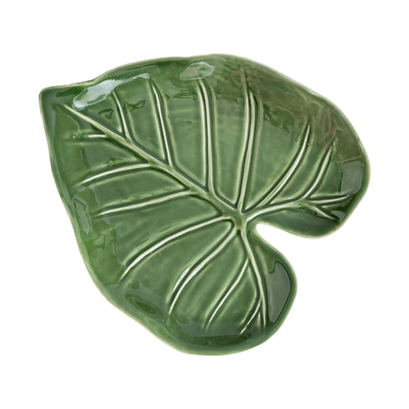 Taro Shaped Ceramic Spoon Rest, Heat Resistant Ceramic Utensil Holder for Kitchen Countertop, Stovetop, Decorative Leaf Spoon Holder, Easy Clean Counter Tray