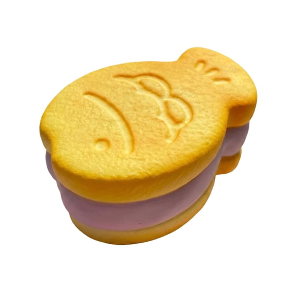 Taro Taiyaki Squishy Slow Rising Squishy Japanese Fish Cake Stress Ball,Soft Realistic Dessert Shape Anxiety Calming Fidget Squeeze Gadget for Adults Office Desk,Yellow