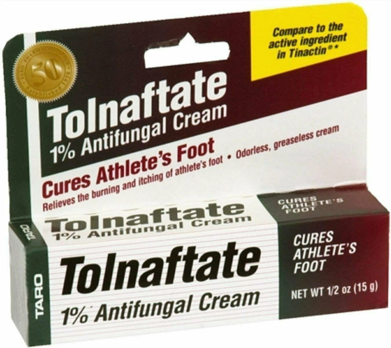 Taro Tolnaftate 1% Antifungal Cream Cures Athlete'S Foot Odorless Cream 0.5Oz