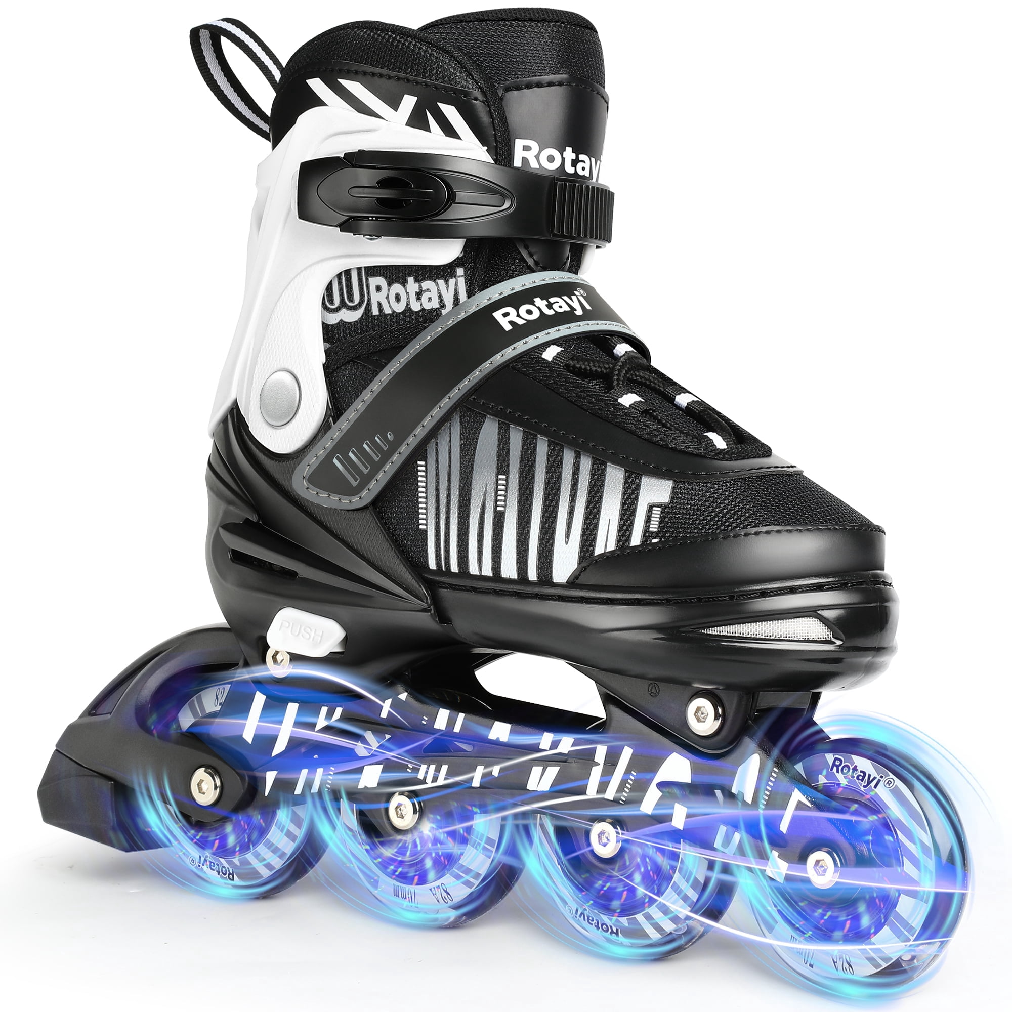 TaroKitc Adjustable Inline Skates for Kids and Adult, Girls, Boys with All Light up Wheels, White(Size 5-8)